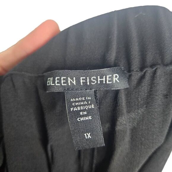 Eileen Fisher Black Silk Pull On Pants Pockets Size 1X - Picture 7 of 8